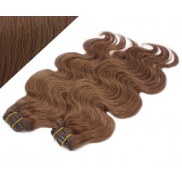 20" (50cm) Deluxe wavy clip in human REMY hair - medium brown