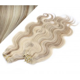20" (50cm) Deluxe wavy clip in human REMY hair - platinum/light brown