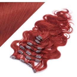 20" (50cm) Clip in wavy human REMY hair - copper red