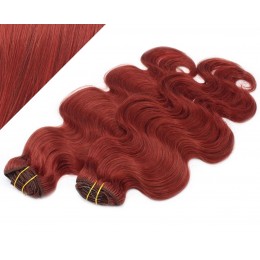 20" (50cm) Deluxe wavy clip in human REMY hair - copper red