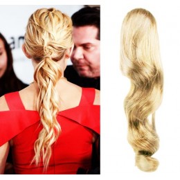 Clip In Human Hair Ponytail Wrap Hair Extension 20 Wavy Copper Red
