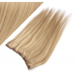 16" one piece full head clip in hair weft extension straight - light blonde / natural blonde