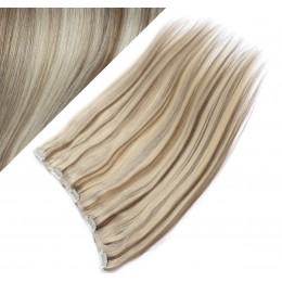 20" one piece full head clip in hair weft extension straight - platinum / light brown