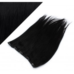24" one piece full head clip in hair weft extension straight - black