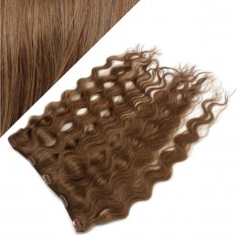 16" one piece full head clip in hair weft extension wavy - medium brown