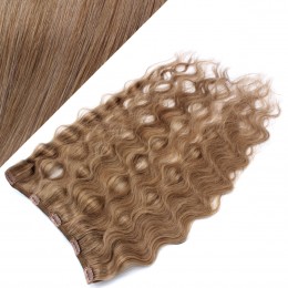 16" one piece full head clip in hair weft extension wavy - light brown