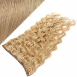 16" one piece full head clip in hair weft extension wavy - natural blonde