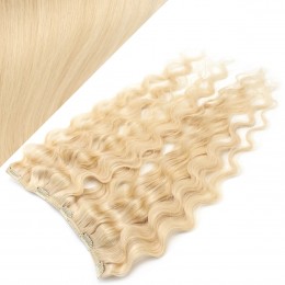 16" one piece full head clip in hair weft extension wavy - the lightest blonde