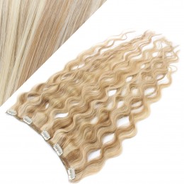 16" one piece full head clip in hair weft extension wavy - mixed blonde