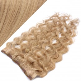 16" one piece full head clip in hair weft extension wavy - light blonde / natural blonde