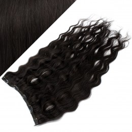 20" one piece full head clip in hair weft extension wavy - natural black