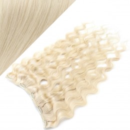 24" one piece full head clip in hair weft extension wavy - platinum