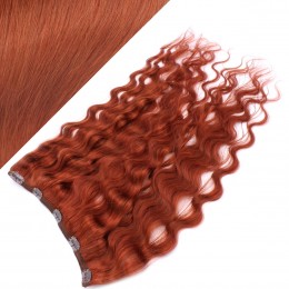 24" one piece full head clip in hair weft extension wavy - copper red