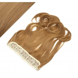 24" one piece full head clip in kanekalon weft extension wavy - light brown