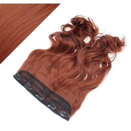 24" one piece full head clip in kanekalon weft extension wavy - copper red