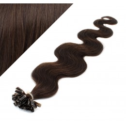 20" (50cm) Nail tip / U tip human hair pre bonded extensions wavy - dark brown