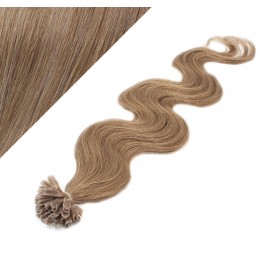 20" (50cm) Nail tip / U tip human hair pre bonded extensions wavy - light brown