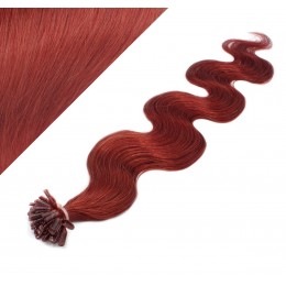 20" (50cm) Nail tip / U tip human hair pre bonded extensions wavy - copper red
