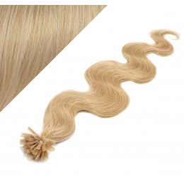 24" (60cm) Nail tip / U tip human hair pre bonded extensions wavy - natural blonde