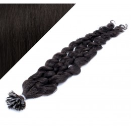 20" (50cm) Nail tip / U tip human hair pre bonded extensions curly - natural black