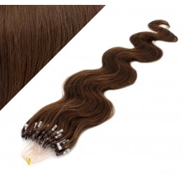 20" (50cm) Micro ring human hair extensions wavy- medium brown