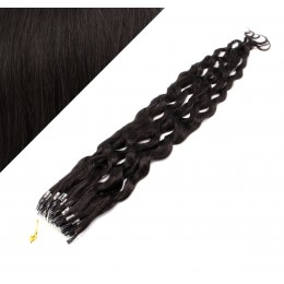 20" (50cm) Micro ring human hair extensions curly- natural black