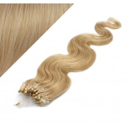 24" (60cm) Micro ring human hair extensions wavy - natural blonde