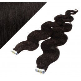 20" (50cm) Tape Hair / Tape IN human REMY hair wavy - natural black