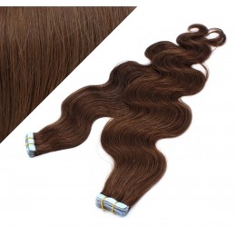 20" (50cm) Tape Hair / Tape IN human REMY hair wavy - medium brown