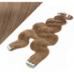 20" (50cm) Tape Hair / Tape IN human REMY hair wavy - light brown