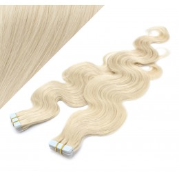 20" (50cm) Tape Hair / Tape IN human REMY hair wavy - platinum blonde