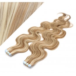 20" (50cm) Tape Hair / Tape IN human REMY hair wavy - mixed blonde