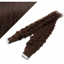 20" (50cm) Tape Hair / Tape IN human REMY hair curly - dark brown