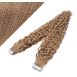 20" (50cm) Tape Hair / Tape IN human REMY hair curly - light brown