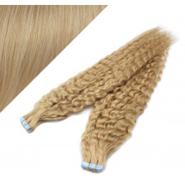 20" (50cm) Tape Hair / Tape IN human REMY hair curly - natural blonde