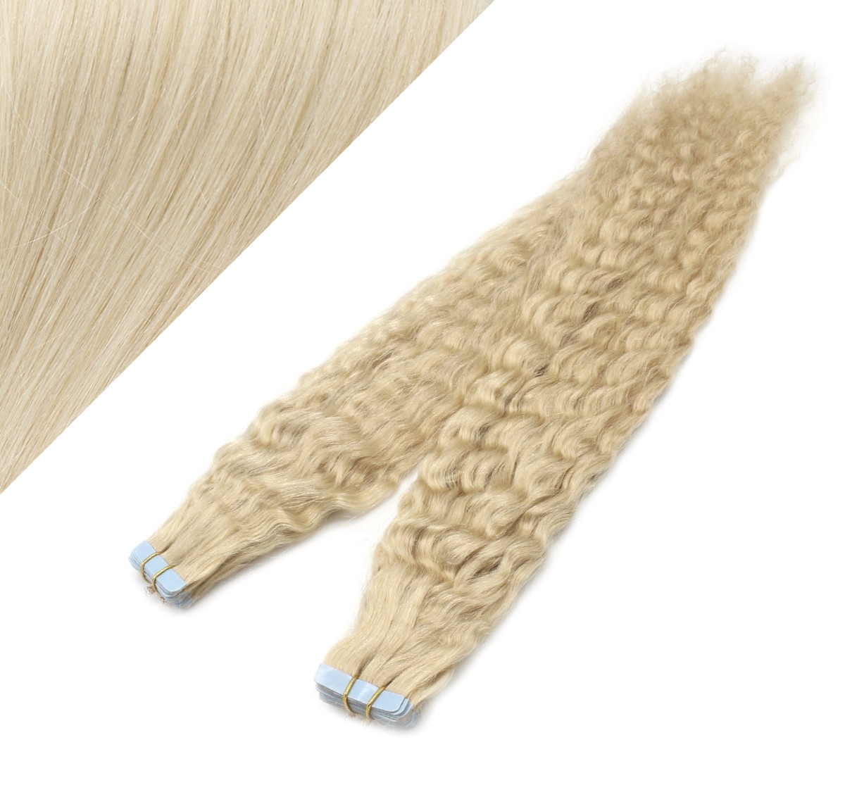 human hair tape in extensions blonde