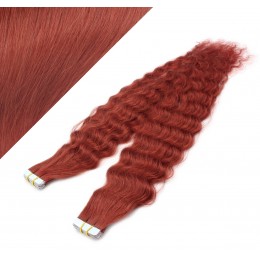 20" (50cm) Tape Hair / Tape IN human REMY hair curly - copper red