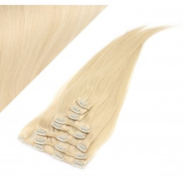 15" (40cm) Clip in human REMY hair 100g - the lightest blonde