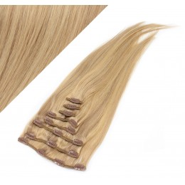 15" (40cm) Clip in human REMY hair 100g - light blonde/natural blonde