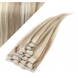 15" (40cm) Clip in human REMY hair 100g - platinum/light brown