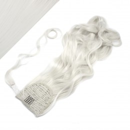 Clip in ponytail wrap / braid hair extension 24" curly - silver
